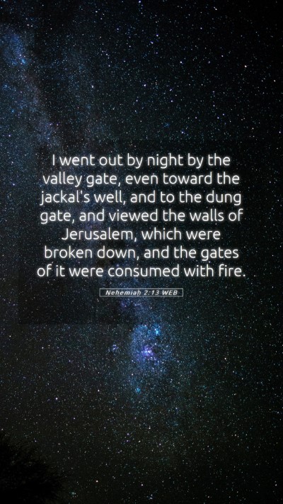 Picture 05 - Nehemiah 2:13 WEB Mobile Phone Wallpaper - I went out by night by the valley gate, even - Mobile Bible Verse Wallpaper