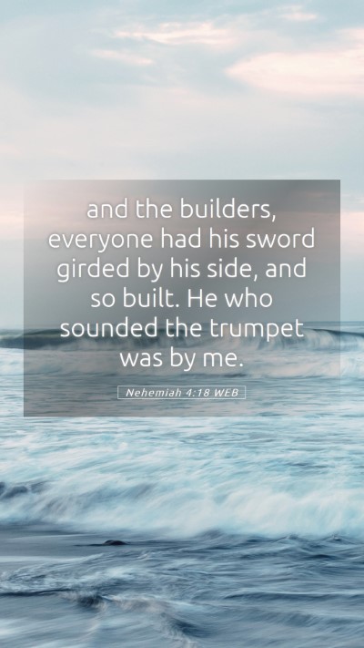 Picture 05 - Nehemiah 4:18 WEB Mobile Phone Wallpaper - and the builders, everyone had his sword girded - Mobile Bible Verse Wallpaper