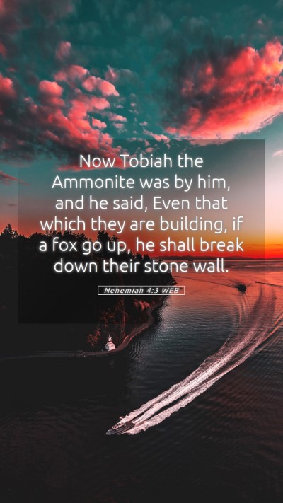 Picture 05 - Nehemiah 4:3 WEB Mobile Phone Wallpaper - Now Tobiah the Ammonite was by him, and he said, - Mobile Bible Verse Wallpaper