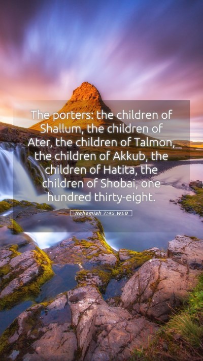 Picture 05 - Nehemiah 7:45 WEB Mobile Phone Wallpaper - The porters: the children of Shallum, the - Mobile Bible Verse Wallpaper