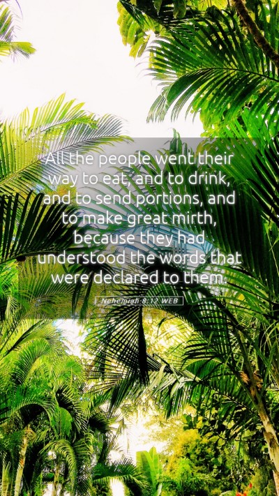 Picture 05 - Nehemiah 8:12 WEB Mobile Phone Wallpaper - All the people went their way to eat, and to - Mobile Bible Verse Wallpaper