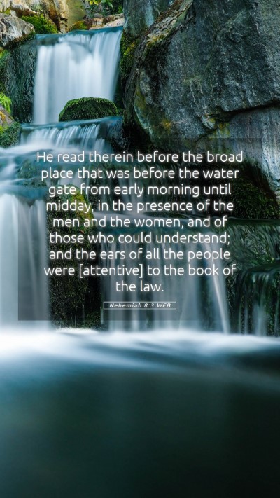Picture 05 - Nehemiah 8:3 WEB Mobile Phone Wallpaper - He read therein before the broad place that was - Mobile Bible Verse Wallpaper