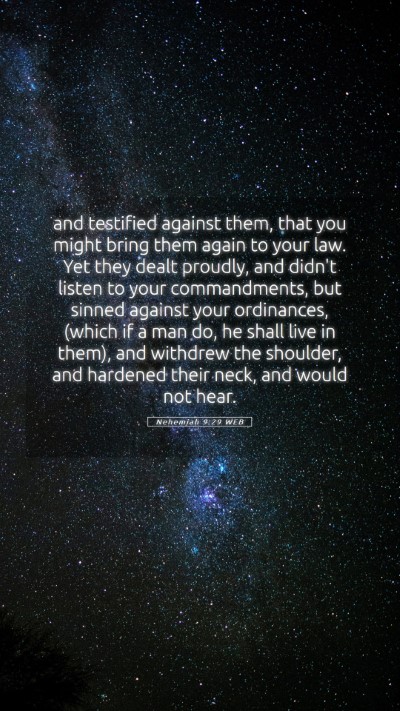 Picture 05 - Nehemiah 9:29 WEB Mobile Phone Wallpaper - and testified against them, that you might bring - Mobile Bible Verse Wallpaper