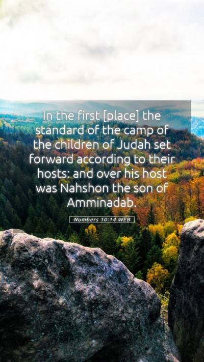 Picture 05 - Numbers 10:14 WEB Mobile Phone Wallpaper - In the first [place] the standard of the camp of - Mobile Bible Verse Wallpaper