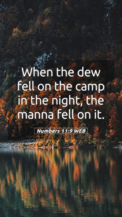 Picture 05 - Numbers 11:9 WEB Mobile Phone Wallpaper - When the dew fell on the camp in the night, the - Mobile Bible Verse Wallpaper