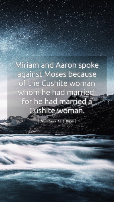 Picture 05 - Numbers 12:1 WEB Mobile Phone Wallpaper - Miriam and Aaron spoke against Moses because of - Mobile Bible Verse Wallpaper