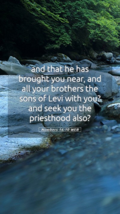 Picture 05 - Numbers 16:10 WEB Mobile Phone Wallpaper - and that he has brought you near, and all your - Mobile Bible Verse Wallpaper