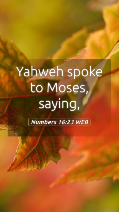 Picture 05 - Numbers 16:23 WEB Mobile Phone Wallpaper - Yahweh spoke to Moses, - Mobile Bible Verse Wallpaper