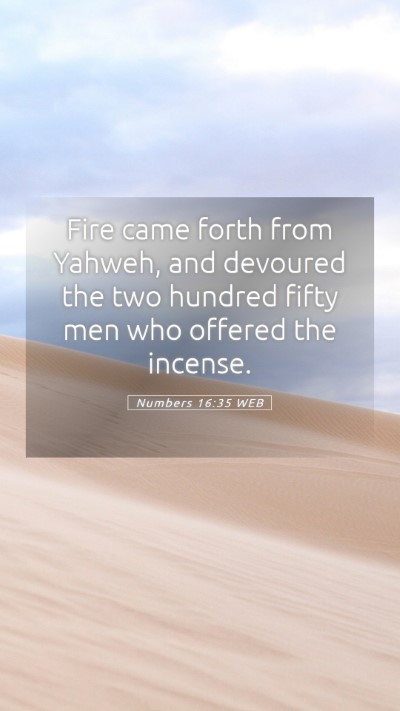 Picture 05 - Numbers 16:35 WEB Mobile Phone Wallpaper - Fire came forth from Yahweh, and devoured the two - Mobile Bible Verse Wallpaper
