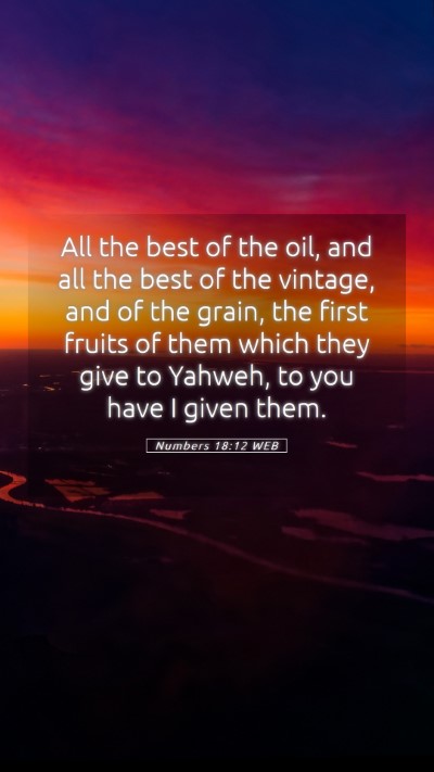 Picture 05 - Numbers 18:12 WEB Mobile Phone Wallpaper - All the best of the oil, and all the best of the - Mobile Bible Verse Wallpaper