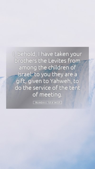 Picture 05 - Numbers 18:6 WEB Mobile Phone Wallpaper - I, behold, I have taken your brothers the Levites - Mobile Bible Verse Wallpaper
