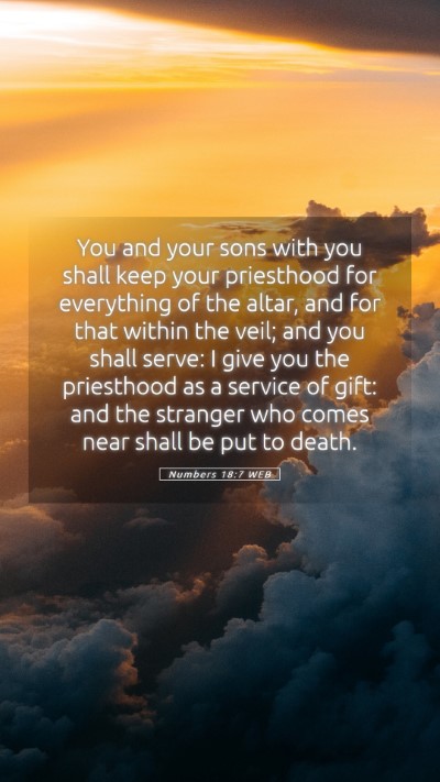Picture 05 - Numbers 18:7 WEB Mobile Phone Wallpaper - You and your sons with you shall keep your - Mobile Bible Verse Wallpaper
