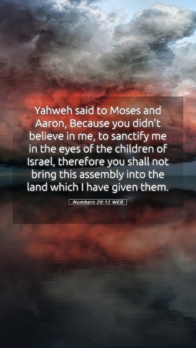 Picture 05 - Numbers 20:12 WEB Mobile Phone Wallpaper - Yahweh said to Moses and Aaron, Because you - Mobile Bible Verse Wallpaper