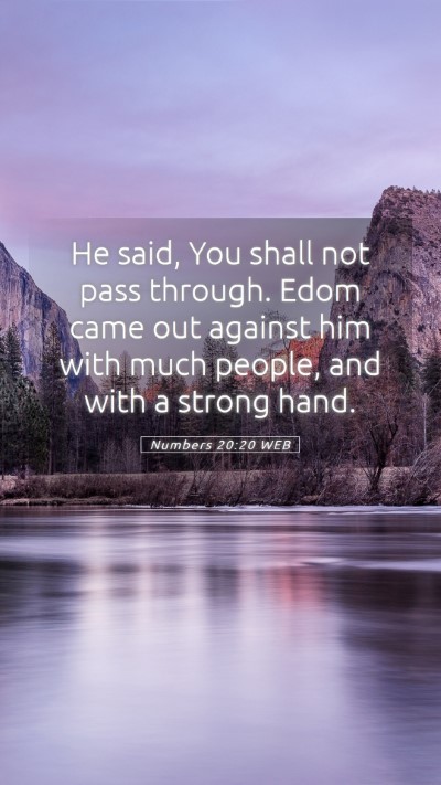 Picture 05 - Numbers 20:20 WEB Mobile Phone Wallpaper - He said, You shall not pass through. Edom came - Mobile Bible Verse Wallpaper