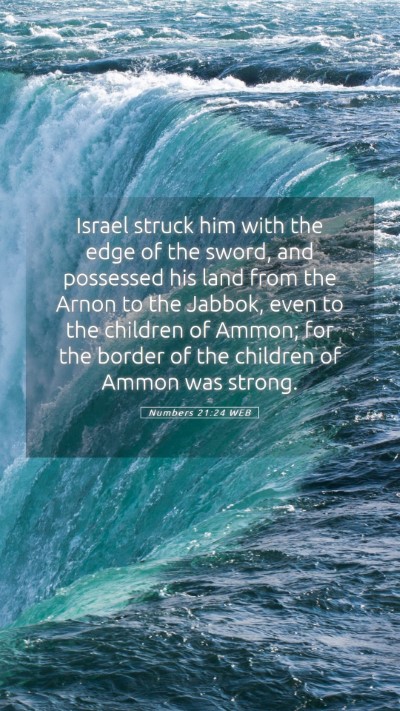 Picture 05 - Numbers 21:24 WEB Mobile Phone Wallpaper - Israel struck him with the edge of the sword, and - Mobile Bible Verse Wallpaper