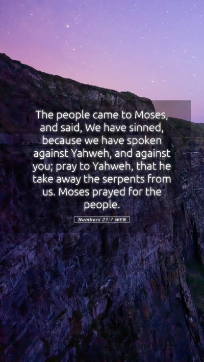 Picture 05 - Numbers 21:7 WEB Mobile Phone Wallpaper - The people came to Moses, and said, We have - Mobile Bible Verse Wallpaper