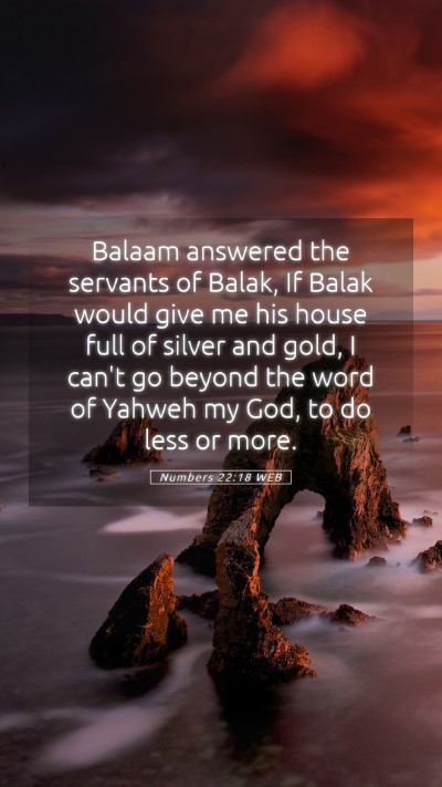 Picture 05 - Numbers 22:18 WEB Mobile Phone Wallpaper - Balaam answered the servants of Balak, If Balak - Mobile Bible Verse Wallpaper