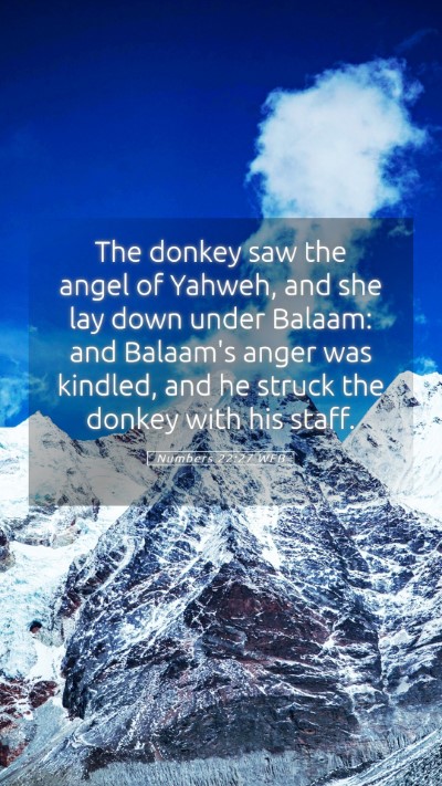 Picture 05 - Numbers 22:27 WEB Mobile Phone Wallpaper - The donkey saw the angel of Yahweh, and she lay - Mobile Bible Verse Wallpaper