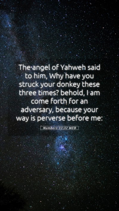 Picture 05 - Numbers 22:32 WEB Mobile Phone Wallpaper - The angel of Yahweh said to him, Why have you - Mobile Bible Verse Wallpaper