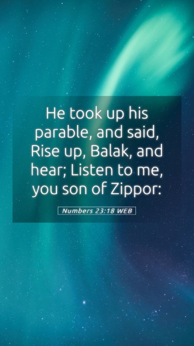 Picture 05 - Numbers 23:18 WEB Mobile Phone Wallpaper - He took up his parable, and said, Rise up, Balak, - Mobile Bible Verse Wallpaper