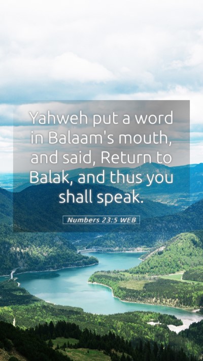 Picture 05 - Numbers 23:5 WEB Mobile Phone Wallpaper - Yahweh put a word in Balaam's mouth, and said, - Mobile Bible Verse Wallpaper