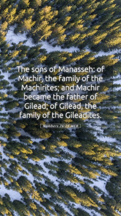 Picture 05 - Numbers 26:29 WEB Mobile Phone Wallpaper - The sons of Manasseh: of Machir, the family of - Mobile Bible Verse Wallpaper