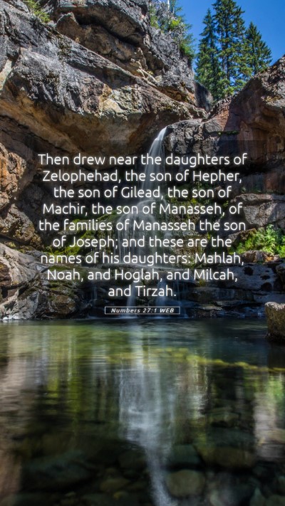 Picture 05 - Numbers 27:1 WEB Mobile Phone Wallpaper - Then drew near the daughters of Zelophehad, the - Mobile Bible Verse Wallpaper