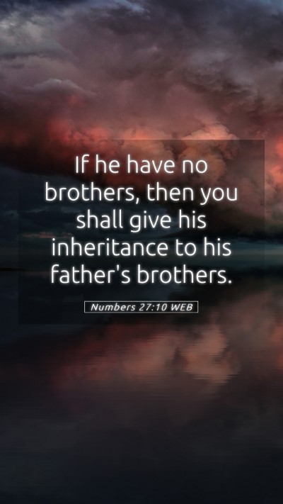 Picture 05 - Numbers 27:10 WEB Mobile Phone Wallpaper - If he have no brothers, then you shall give his - Mobile Bible Verse Wallpaper
