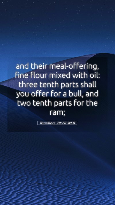 Picture 05 - Numbers 28:20 WEB Mobile Phone Wallpaper - and their meal-offering, fine flour mixed with - Mobile Bible Verse Wallpaper