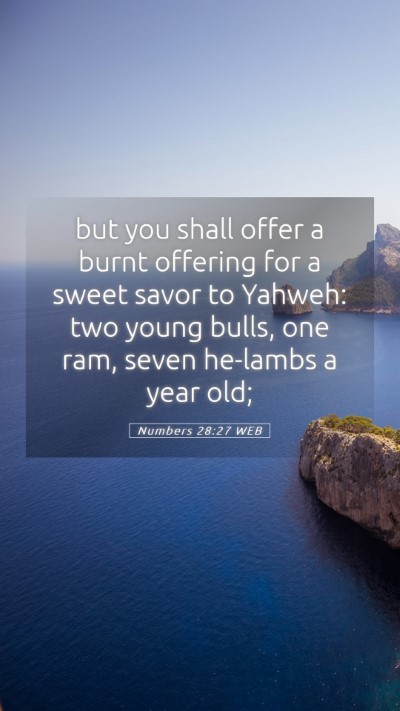 Picture 05 - Numbers 28:27 WEB Mobile Phone Wallpaper - but you shall offer a burnt offering for a sweet - Mobile Bible Verse Wallpaper