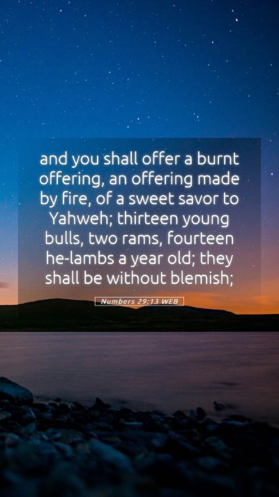Picture 05 - Numbers 29:13 WEB Mobile Phone Wallpaper - and you shall offer a burnt offering, an offering - Mobile Bible Verse Wallpaper