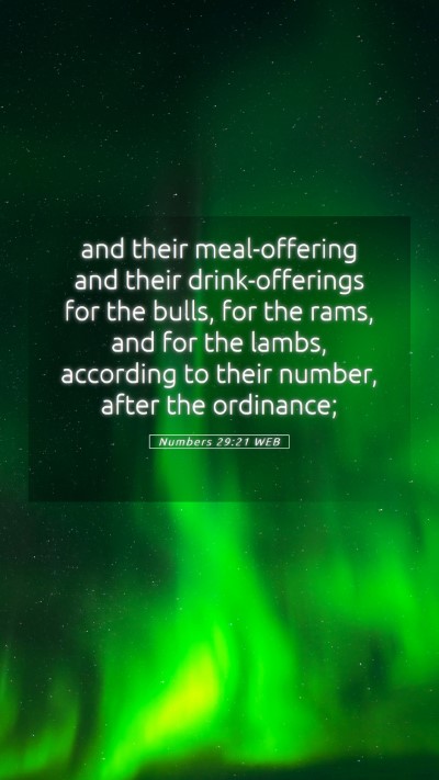 Picture 05 - Numbers 29:21 WEB Mobile Phone Wallpaper - and their meal-offering and their drink-offerings - Mobile Bible Verse Wallpaper