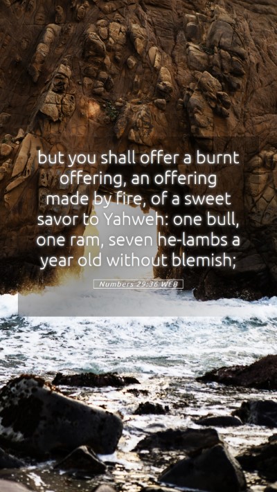 Picture 05 - Numbers 29:36 WEB Mobile Phone Wallpaper - but you shall offer a burnt offering, an offering - Mobile Bible Verse Wallpaper