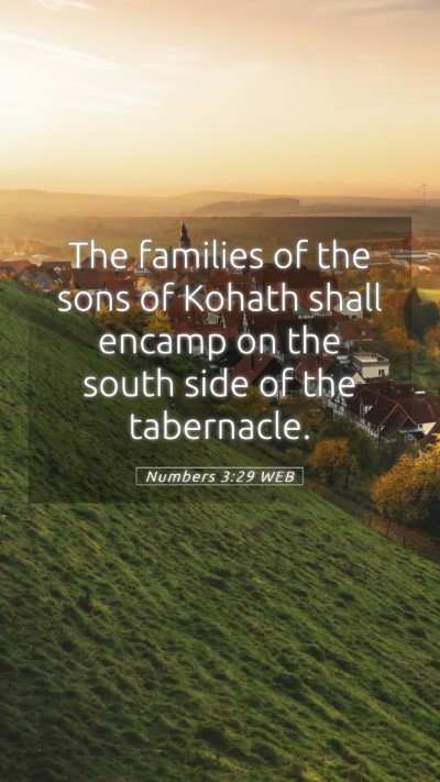 Picture 05 - Numbers 3:29 WEB Mobile Phone Wallpaper - The families of the sons of Kohath shall encamp - Mobile Bible Verse Wallpaper