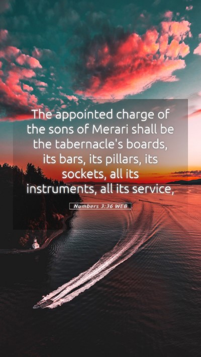 Picture 05 - Numbers 3:36 WEB Mobile Phone Wallpaper - The appointed charge of the sons of Merari shall - Mobile Bible Verse Wallpaper