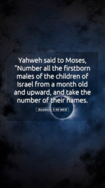 Picture 05 - Numbers 3:40 WEB Mobile Phone Wallpaper - Yahweh said to Moses, 