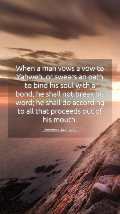 Picture 05 - Numbers 30:2 WEB Mobile Phone Wallpaper - When a man vows a vow to Yahweh, or swears an - Mobile Bible Verse Wallpaper