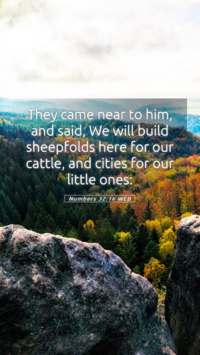 Picture 05 - Numbers 32:16 WEB Mobile Phone Wallpaper - They came near to him, and said, We will build - Mobile Bible Verse Wallpaper