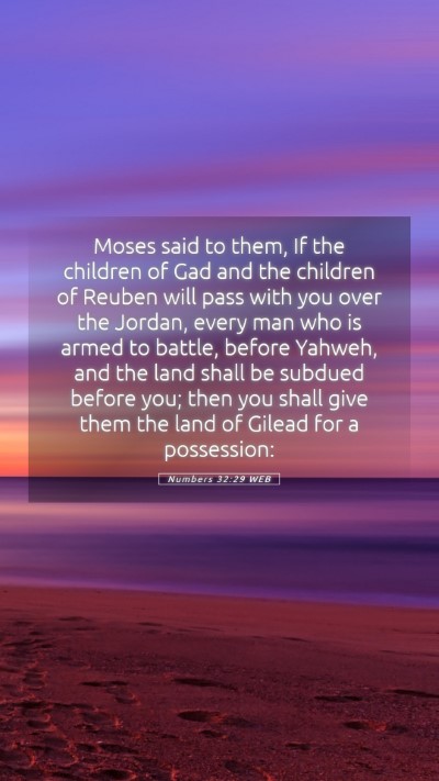 Picture 05 - Numbers 32:29 WEB Mobile Phone Wallpaper - Moses said to them, If the children of Gad and - Mobile Bible Verse Wallpaper