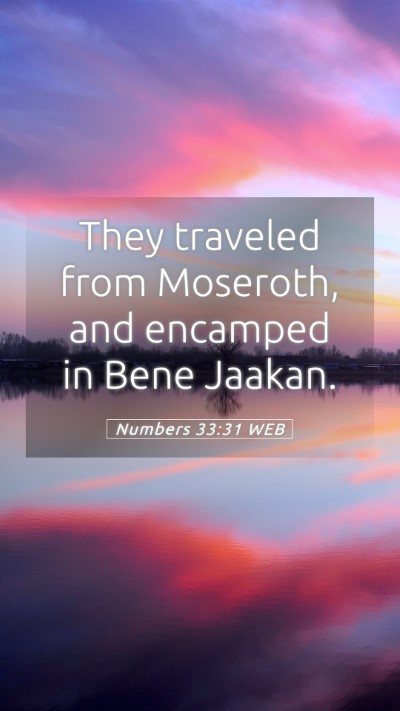 Picture 05 - Numbers 33:31 WEB Mobile Phone Wallpaper - They traveled from Moseroth, and encamped in Bene - Mobile Bible Verse Wallpaper