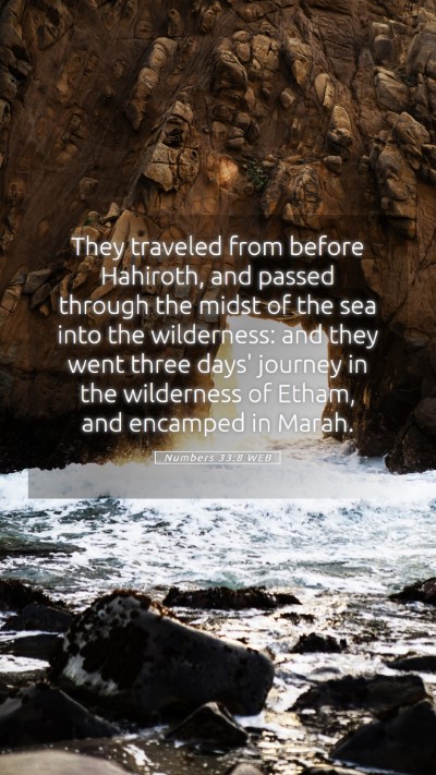 Picture 05 - Numbers 33:8 WEB Mobile Phone Wallpaper - They traveled from before Hahiroth, and passed - Mobile Bible Verse Wallpaper