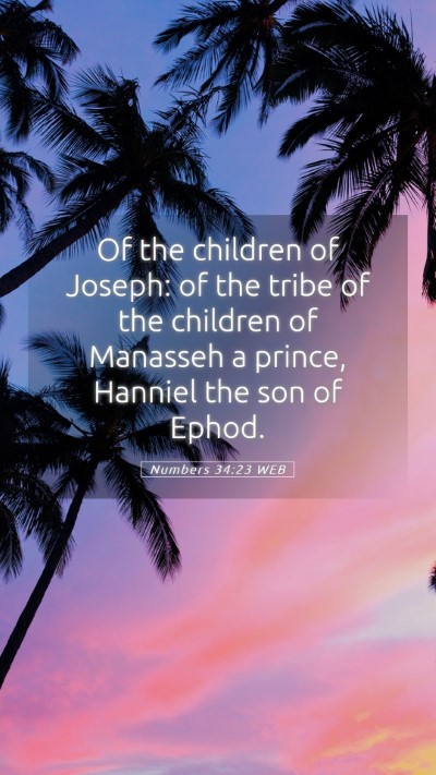 Picture 05 - Numbers 34:23 WEB Mobile Phone Wallpaper - Of the children of Joseph: of the tribe of the - Mobile Bible Verse Wallpaper
