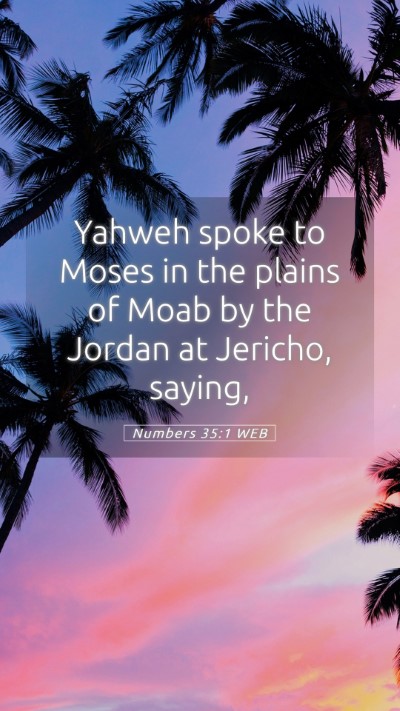 Picture 05 - Numbers 35:1 WEB Mobile Phone Wallpaper - Yahweh spoke to Moses in the plains of Moab by - Mobile Bible Verse Wallpaper