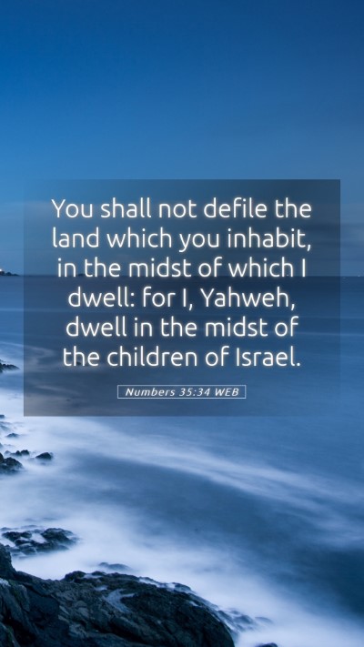 Picture 05 - Numbers 35:34 WEB Mobile Phone Wallpaper - You shall not defile the land which you inhabit, - Mobile Bible Verse Wallpaper