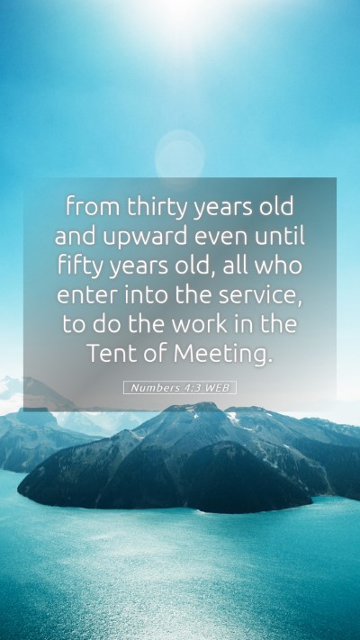 Picture 05 - Numbers 4:3 WEB Mobile Phone Wallpaper - from thirty years old and upward even until fifty - Mobile Bible Verse Wallpaper