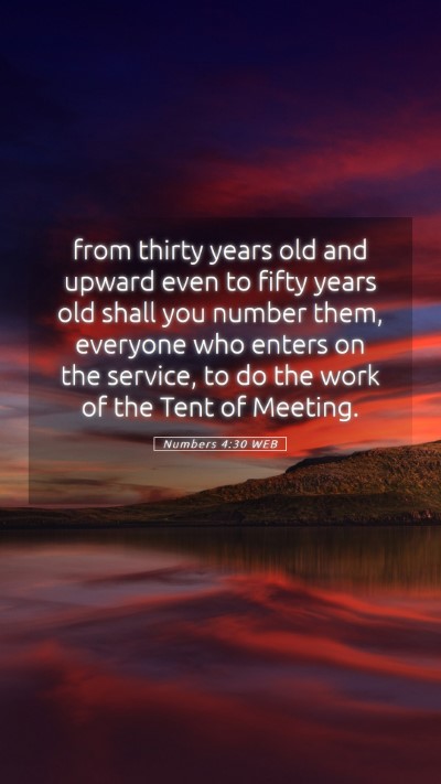 Picture 05 - Numbers 4:30 WEB Mobile Phone Wallpaper - from thirty years old and upward even to fifty - Mobile Bible Verse Wallpaper