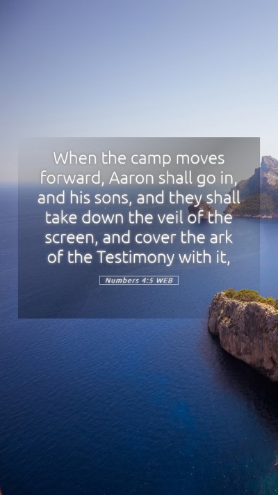 Picture 05 - Numbers 4:5 WEB Mobile Phone Wallpaper - When the camp moves forward, Aaron shall go in, - Mobile Bible Verse Wallpaper