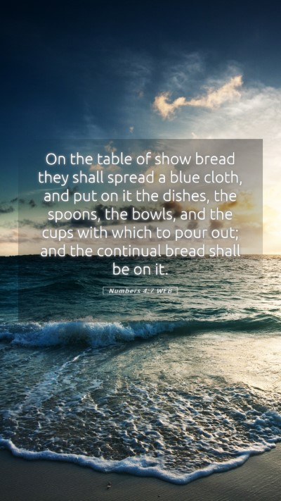 Picture 05 - Numbers 4:7 WEB Mobile Phone Wallpaper - On the table of show bread they shall spread a - Mobile Bible Verse Wallpaper