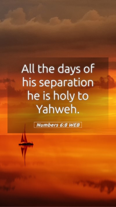 Picture 05 - Numbers 6:8 WEB Mobile Phone Wallpaper - All the days of his separation he is holy to - Mobile Bible Verse Wallpaper