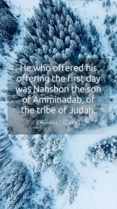 Picture 05 - Numbers 7:12 WEB Mobile Phone Wallpaper - He who offered his offering the first day was - Mobile Bible Verse Wallpaper